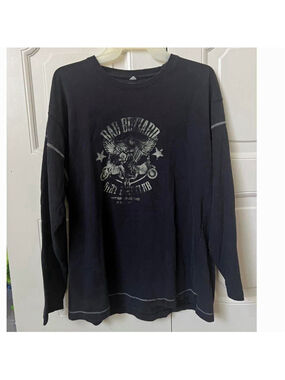 Harley-Davidson Men’s Black L Cotton Knit Crew Neck Long Sleeve Eagle Logo Tee
